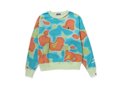 A BATHING APE Ladies Liquid Camo Crewneck "Green"