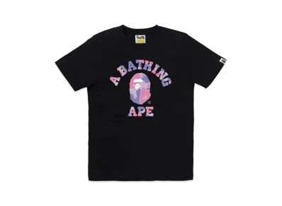 A BATHING APE Ladies Liquid Camo College Tee "Black/Purple"