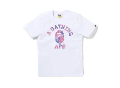 A BATHING APE Ladies Liquid Camo College Tee "White/Purple"