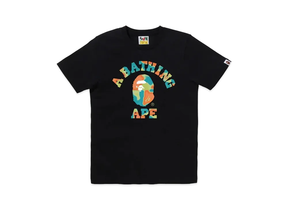A BATHING APE Ladies Liquid Camo College Tee "Black/Green"