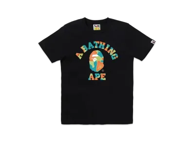 A BATHING APE Ladies Liquid Camo College Tee "Black/Green"