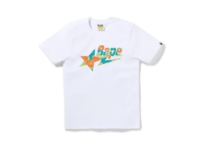 A BATHING APE Ladies Liquid Camo Bape Sta Logo Tee "White/Green"