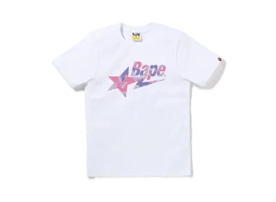 A BATHING APE Ladies Liquid Camo Bape Sta Logo Tee "White/Purple"