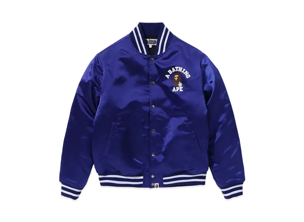 A BATHING APE Go Ape Pointer College Nylon Varsity Jacket "Blue"