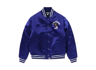 A BATHING APE Go Ape Pointer College Nylon Varsity Jacket "Blue"