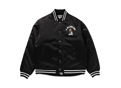 A BATHING APE Go Ape Pointer College Nylon Varsity Jacket "Black"