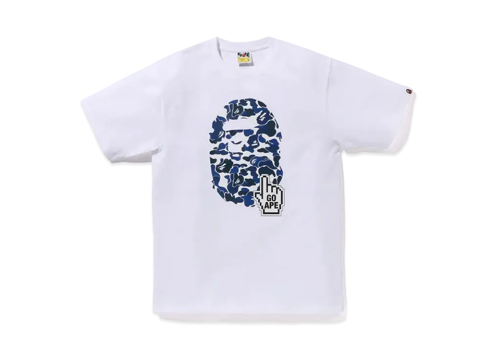 A BATHING APE Bape Camo Go Ape Pointer Big Ape Head Tee "White