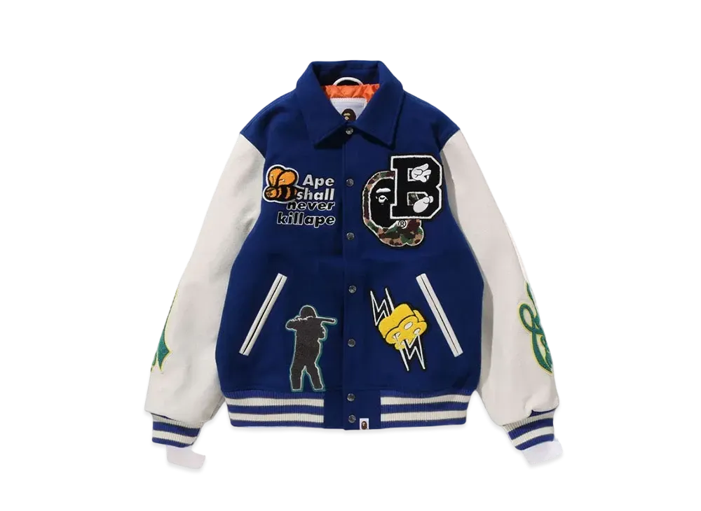 A BATHING APE Bape Varsity Jacket "Blue"