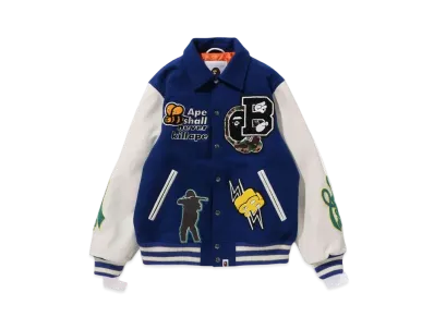A BATHING APE Bape Varsity Jacket "Blue"