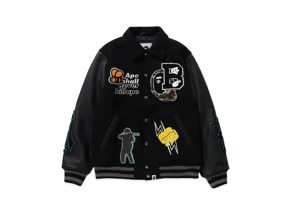 A BATHING APE Bape Varsity Jacket "Black"