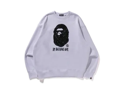 A BATHING APE Hand Draw Ape Head Crewneck "White"