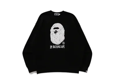 A BATHING APE Hand Draw Ape Head Crewneck "Black"
