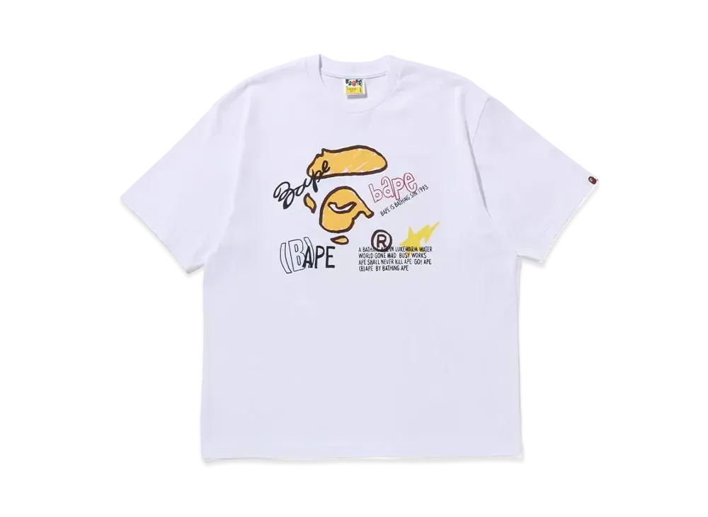 A BATHING APE Hand Draw Graphic Relaxed Fit Tee "White"