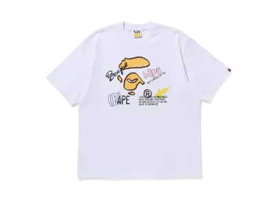 A BATHING APE Hand Draw Graphic Relaxed Fit Tee "White"