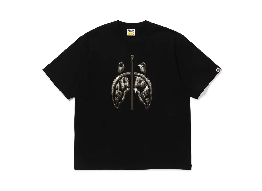 A BATHING APE Shark Photo Print Relaxed Fit Tee "Black"