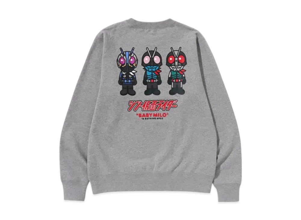 A BATHING APE x Shin Kamen Rider Baby Milo Crewneck "Gray"