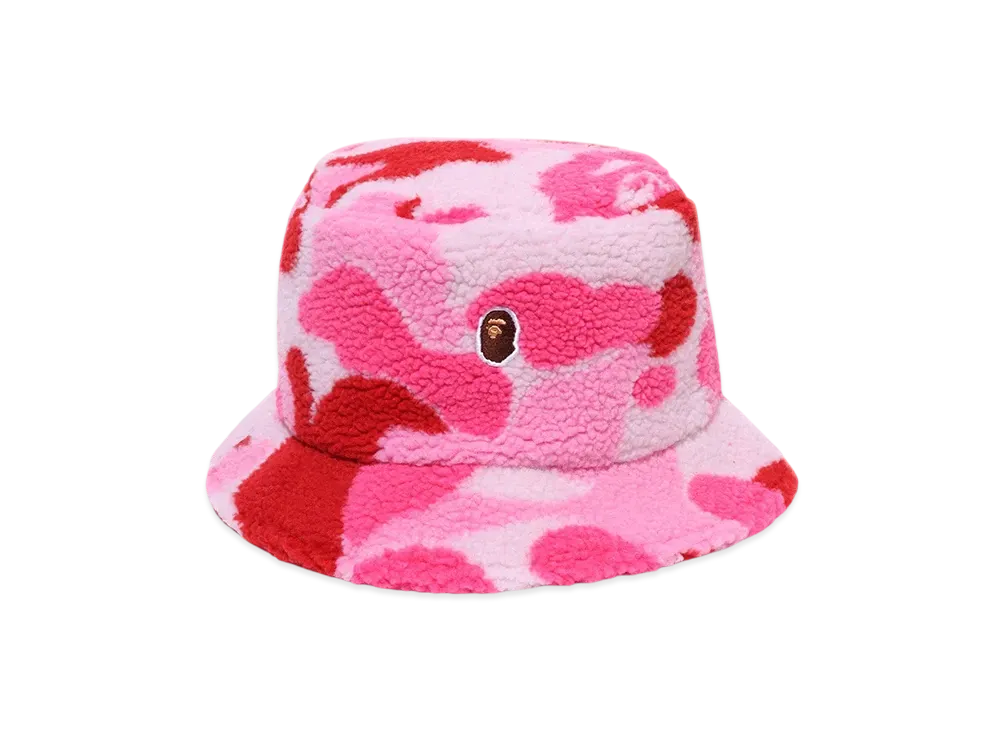 A BATHING APE ABC Camo Boa Fleece Bucket Hat "Pink"