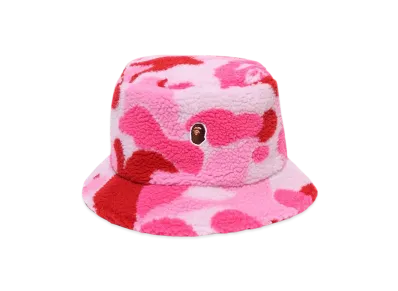 A BATHING APE ABC Camo Boa Fleece Bucket Hat "Pink"