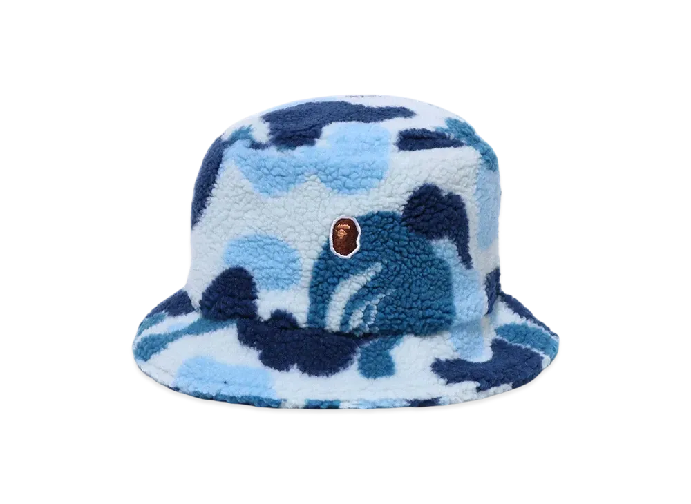 A BATHING APE ABC Camo Boa Fleece Bucket Hat "Blue"