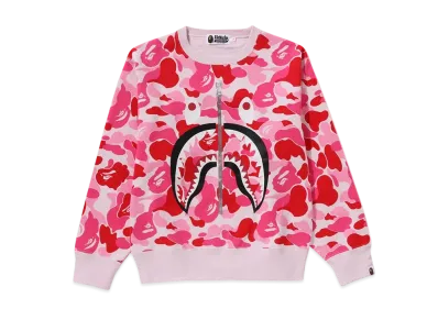 A BATHING APE Ladies ABC Camo Shark Crewneck Sweatshirt "Pink"