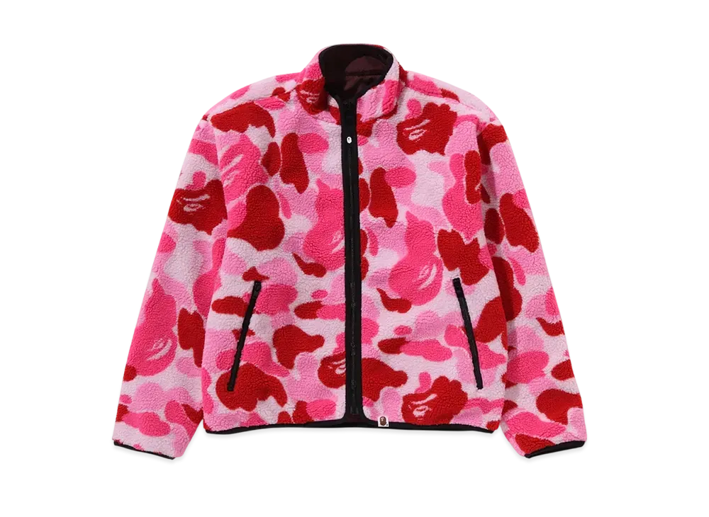 A BATHING APE Ladies ABC Camo Boa Ripstop Reversible Jacket "Pink"