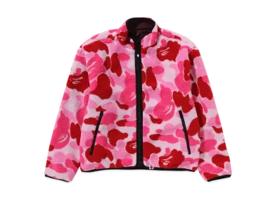 A BATHING APE Ladies ABC Camo Boa Ripstop Reversible Jacket "Pink"