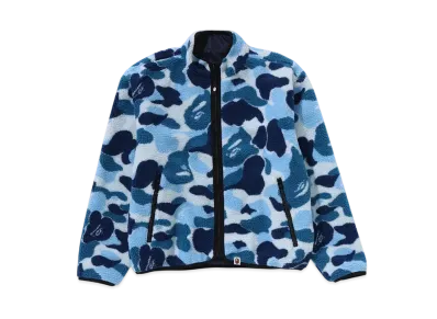 A BATHING APE Ladies ABC Camo Boa Ripstop Reversible Jacket "Blue"