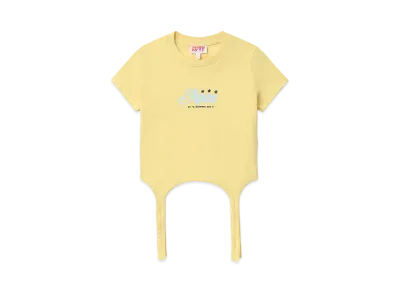 A BATHING APE Draped Strap Graphic Top "Yellow"