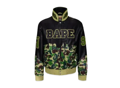 A BATHING APE x Jeff Hamilton Full Leather Jacket "Green/Black"