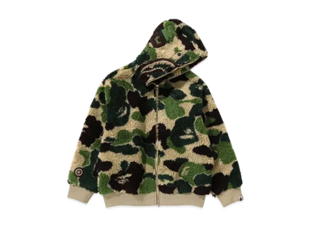 A BATHING APE ABC Camo Boa Shark Relaxed Fit Full Zip Hoodie "Green"