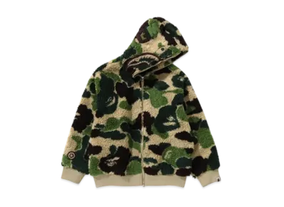 A BATHING APE ABC Camo Boa Shark Relaxed Fit Full Zip Hoodie "Green"