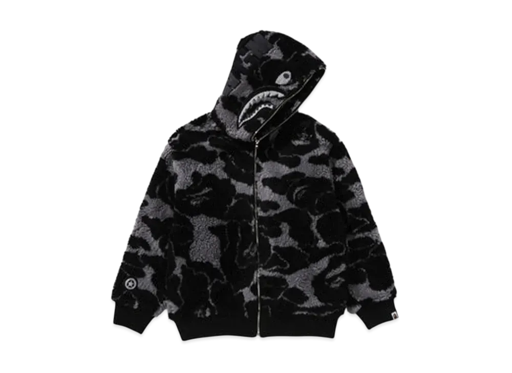 A BATHING APE ABC Camo Boa Shark Relaxed Fit Full Zip Hoodie "Black"