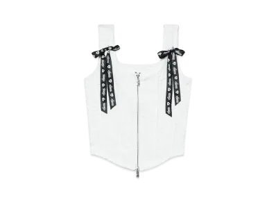 A BATHING APE Bow Detail Zip Up Lace Corset "White"
