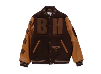 A BATHING APE x Bounty Hunter Varsity Jacket "Brown"