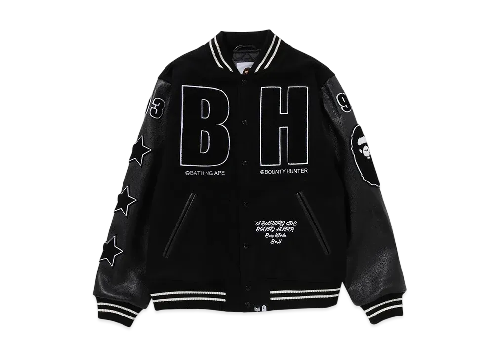 A BATHING APE x Bounty Hunter Varsity Jacket "Black"