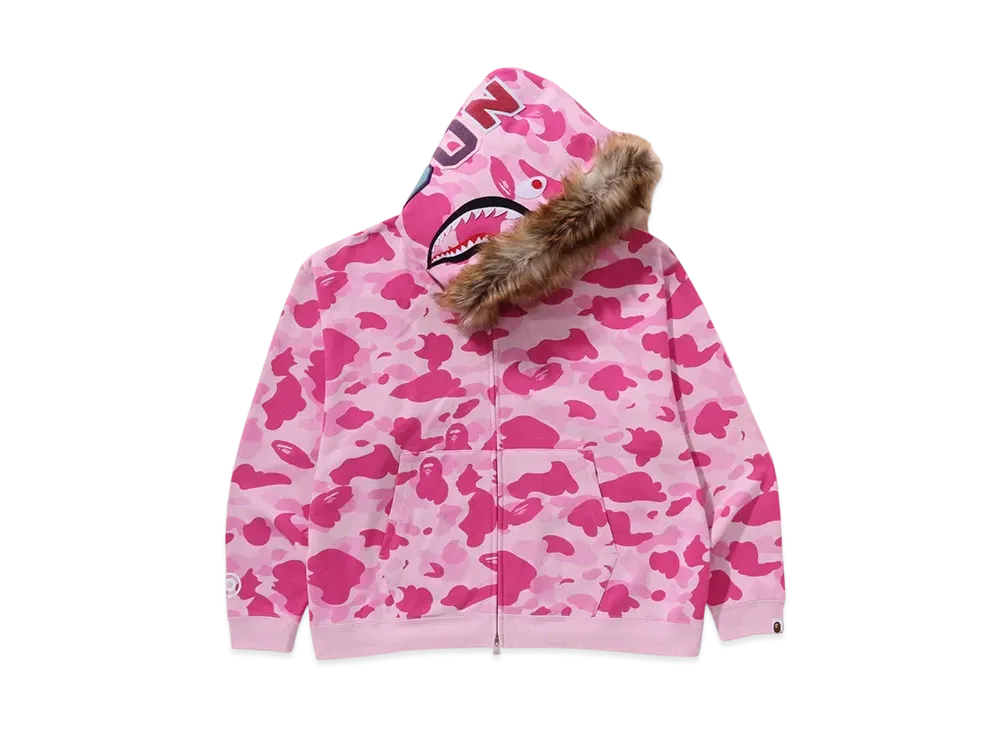 A BATHING APE x Don Toliver Faux Fur Shark Zip Hoodie "Pink"