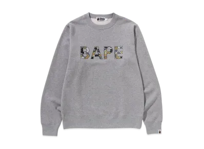 A BATHING APE Crystal Stone Bape Crewneck Sweatshirt "Gray"