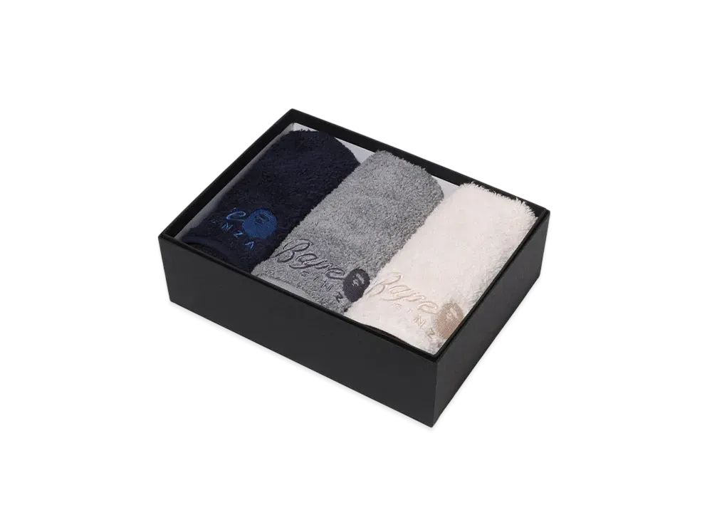 A BATHING APE Bape Store Ginza Logo Hand Towel Set "Black/Gray/White"