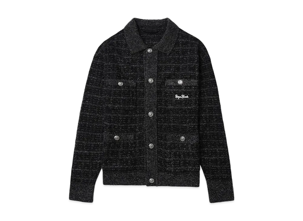 A BATHING APE Bape Black Tweed Cardigan "Black"