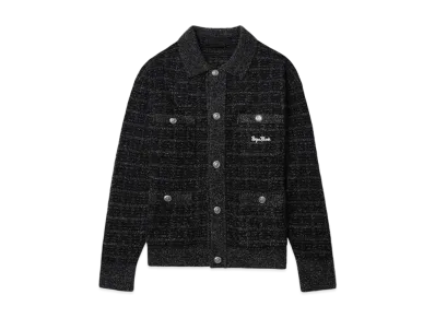 A BATHING APE Bape Black Tweed Cardigan "Black"