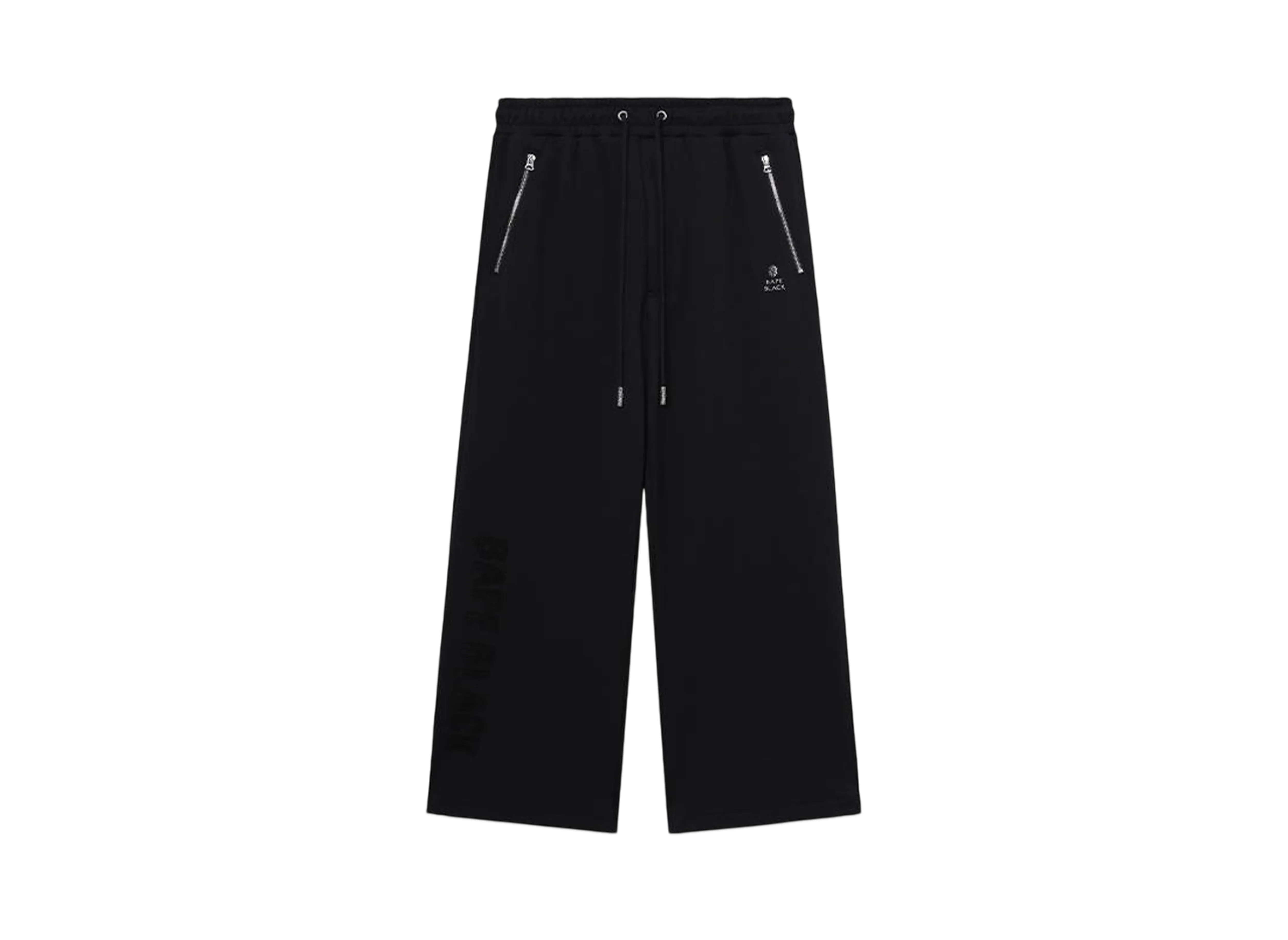 A BATHING APE Bape Black Wide Legmetal Logo Sweat Pants "Black"