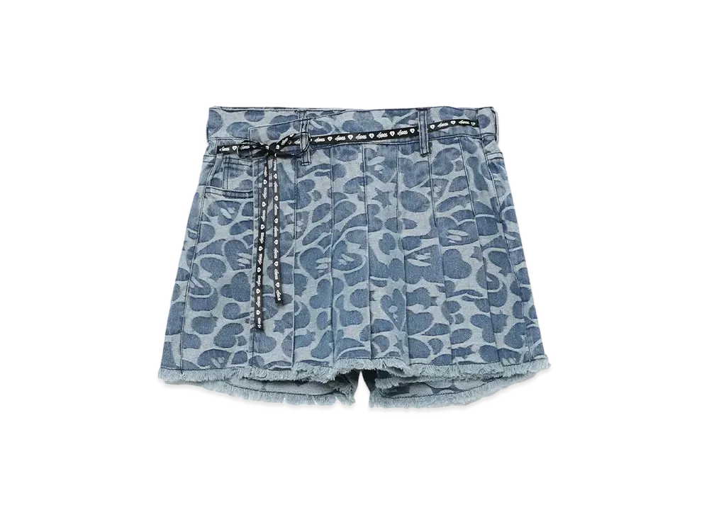 A BATHING APE Pattern Denim Pleated Skort "Lightindi"
