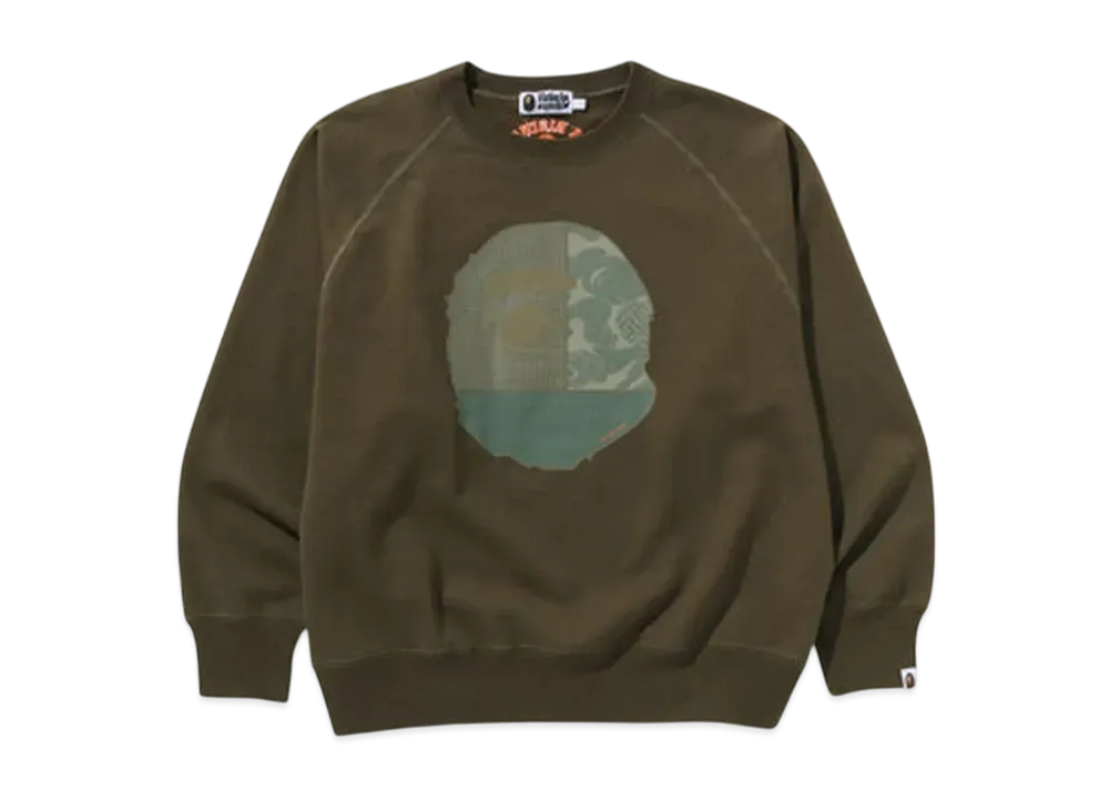 A BATHING APE A Rising Bape Relaxed Fit Crewneck "Olive Drab"