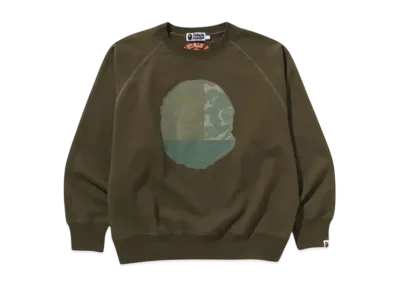 A BATHING APE A Rising Bape Relaxed Fit Crewneck "Olive Drab"