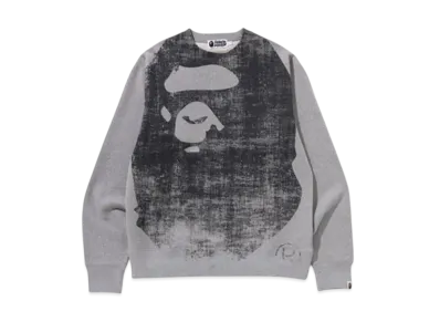 A BATHING APE Ape Head Over Print Crewneck Sweat "Gray"