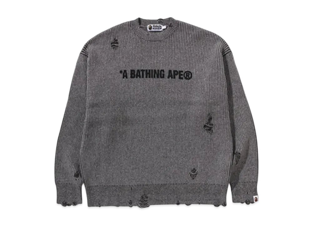A BATHING APE Damege Relaxed Fit Sweater "Black"