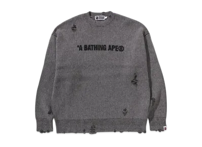A BATHING APE Damege Relaxed Fit Sweater "Black"
