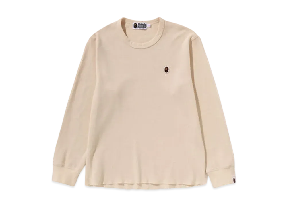 A BATHING APE One Point Waffle Ls Tee "Ivory"