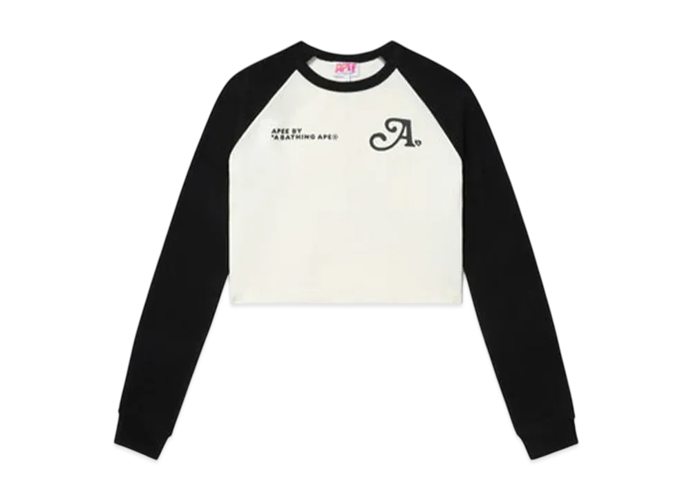 A BATHING APE Printed Long Sleeve Raglan Top "Ivory"