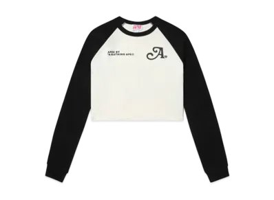 A BATHING APE Printed Long Sleeve Raglan Top "Ivory"